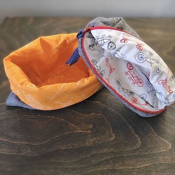 Lot of 2 | Handmade grey felt contrast zipper pencil cases - Picture 4 of 9